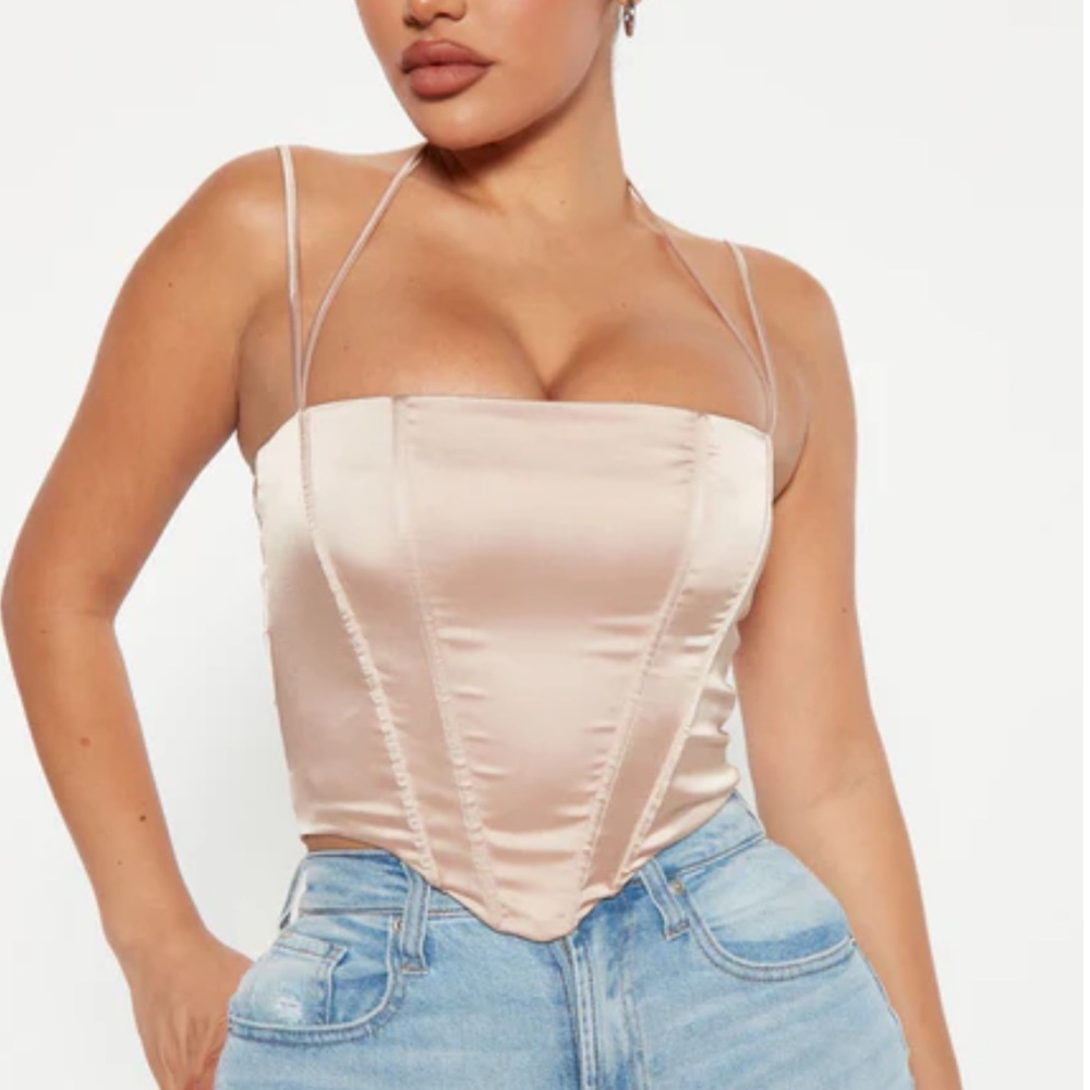 Women Satin Corset Crop Top